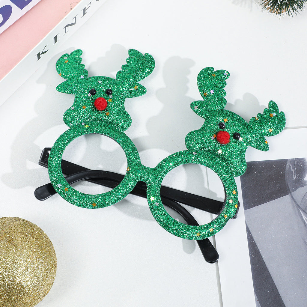 Glitter Christmas Party Glasses Holiday Photo Props - Color_21