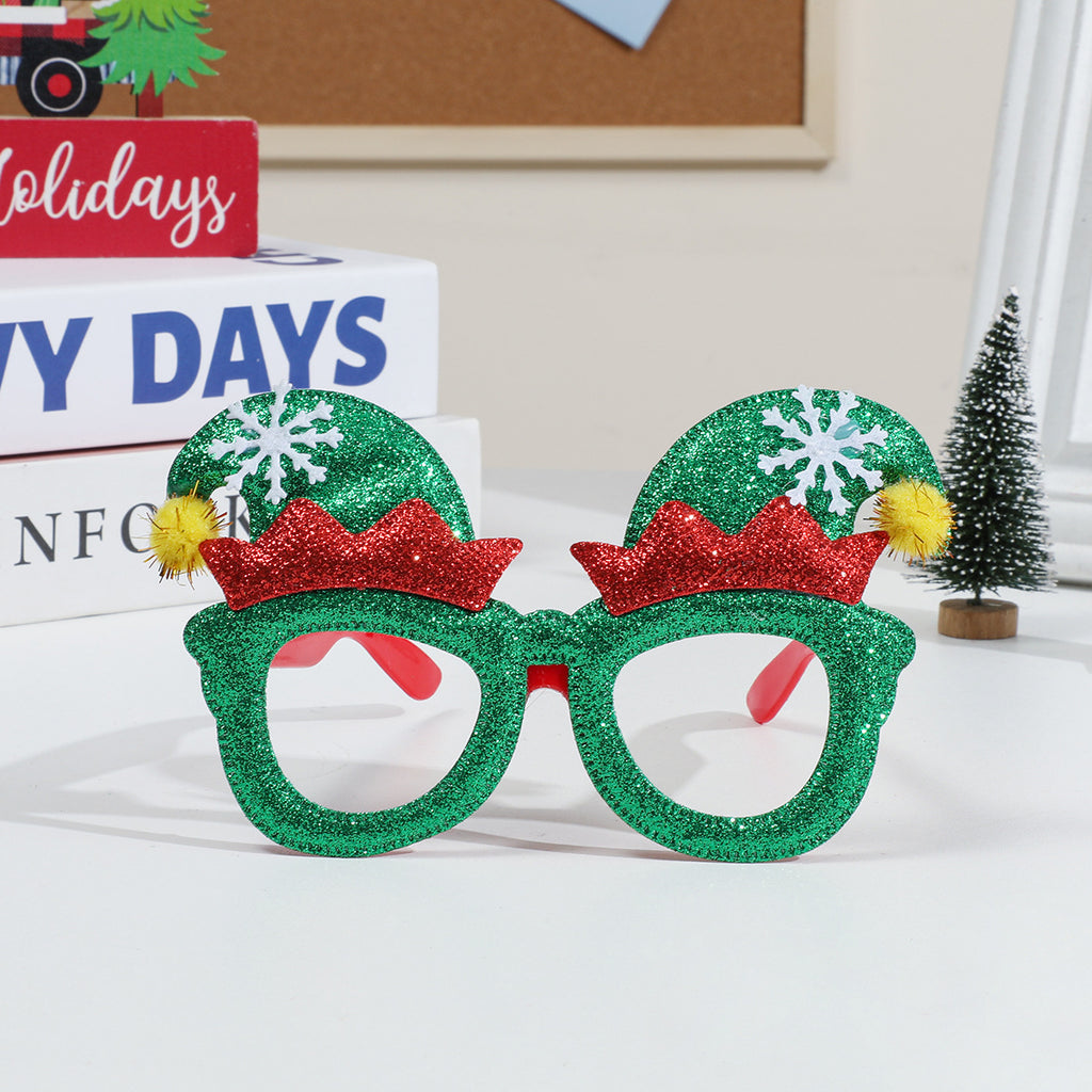 Glitter Christmas Party Glasses Holiday Photo Props - Color_22