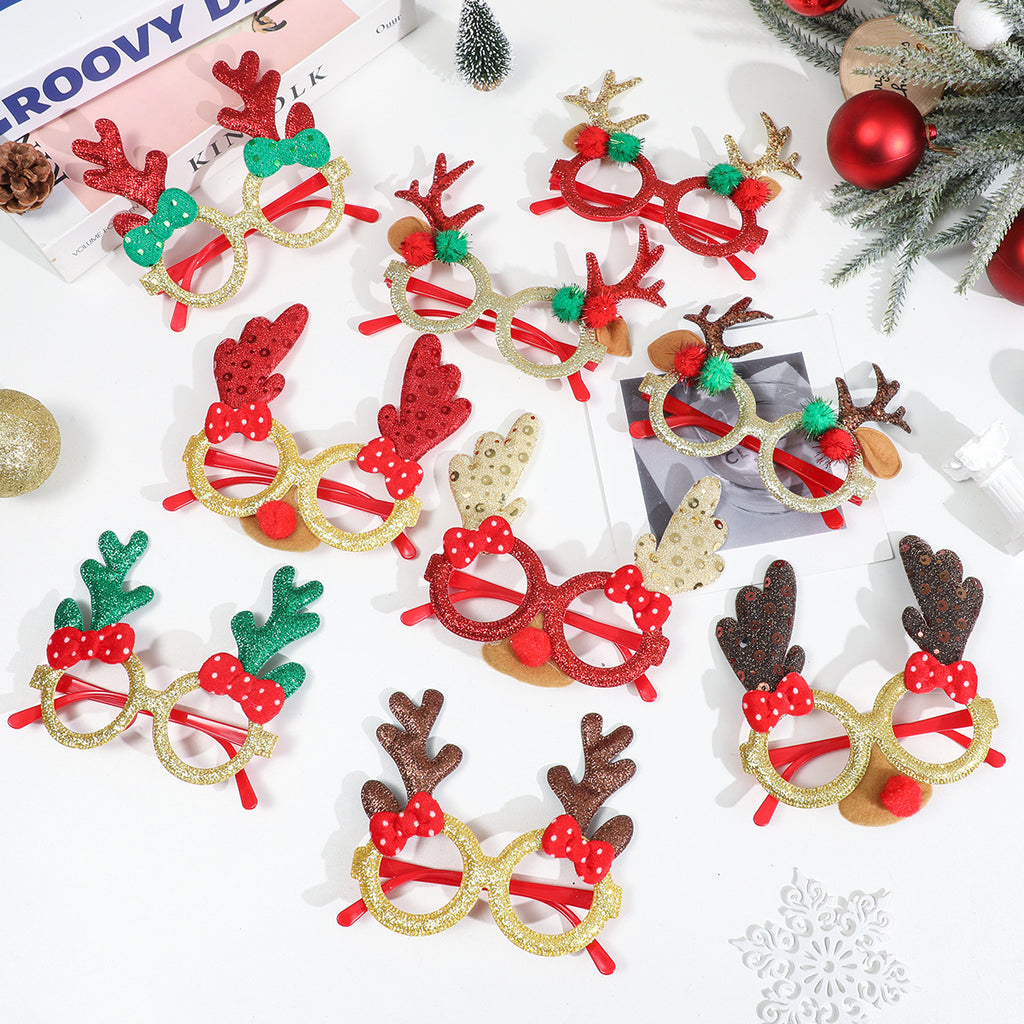 Glitter Christmas Party Glasses Holiday Photo Props
