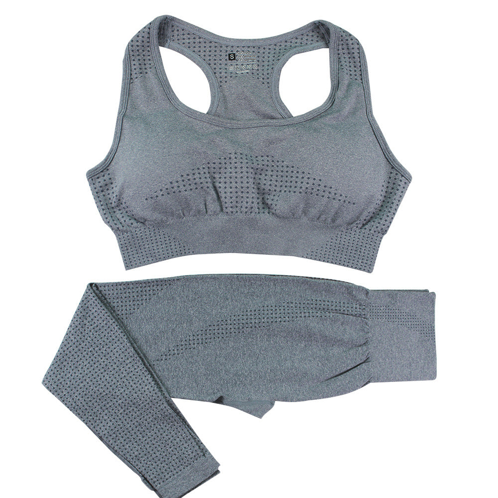 Seamless Sports Bra and Leggings Set - Grey