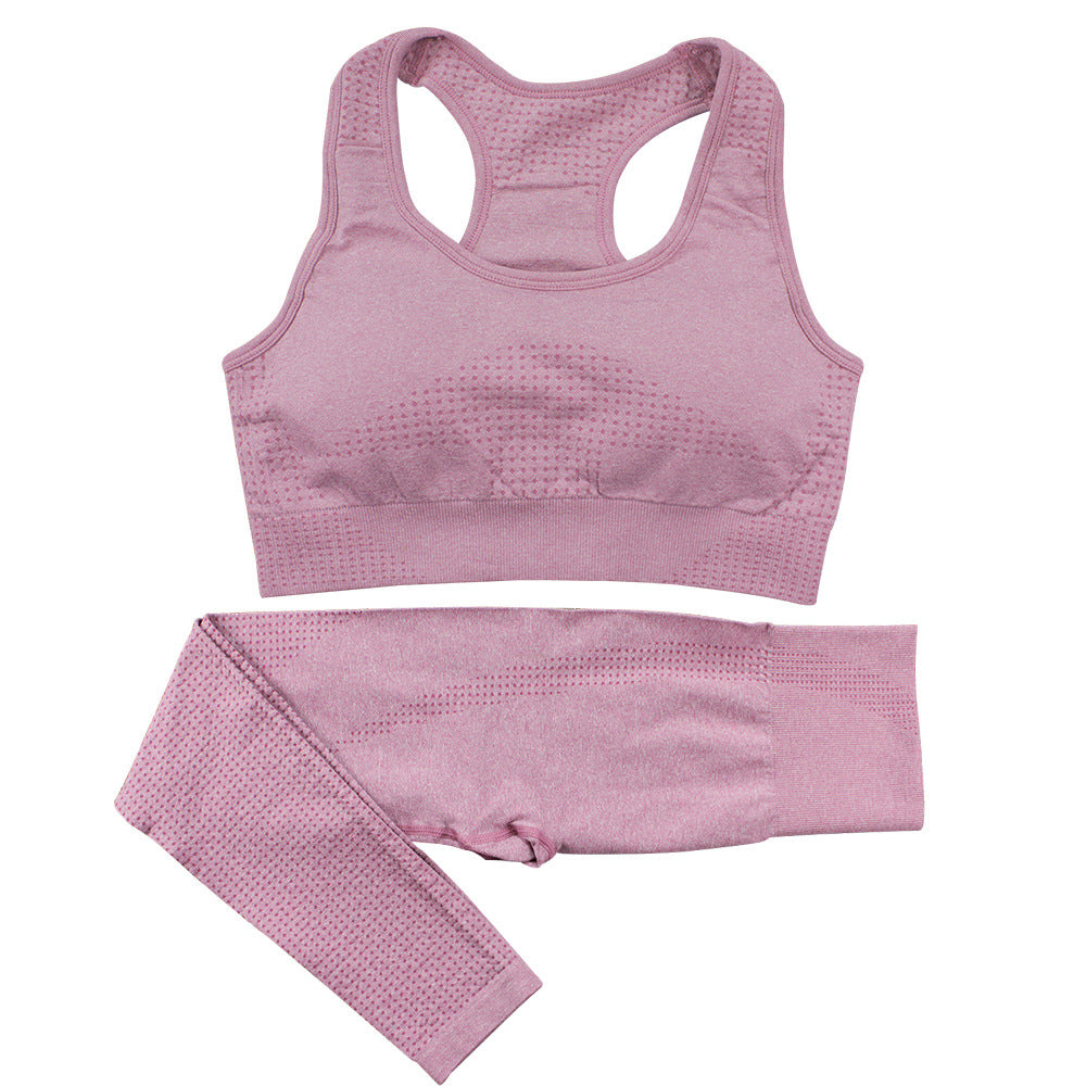 Seamless Sports Bra and Leggings Set - Pink