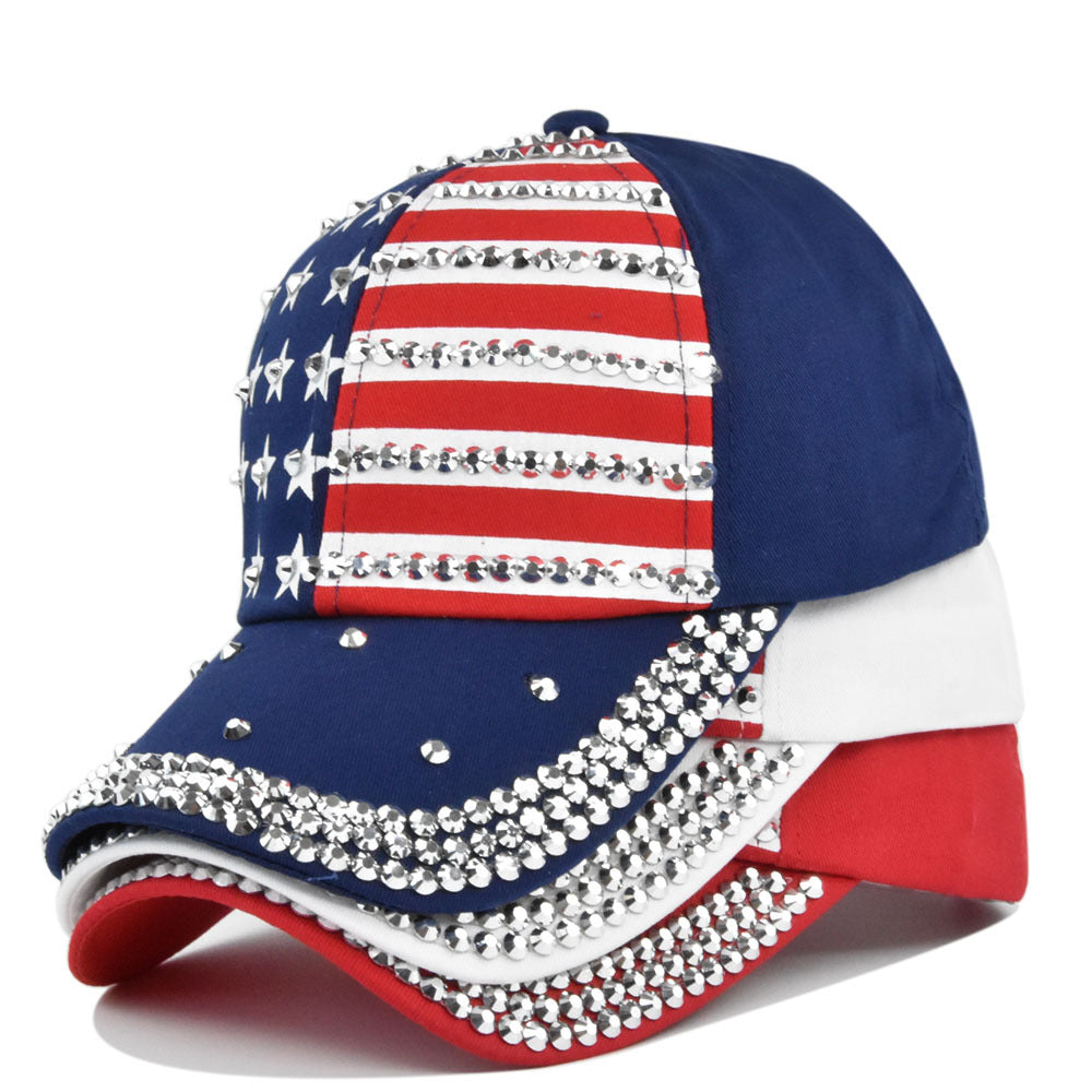 Rhinestone American Flag Baseball Cap - view 1