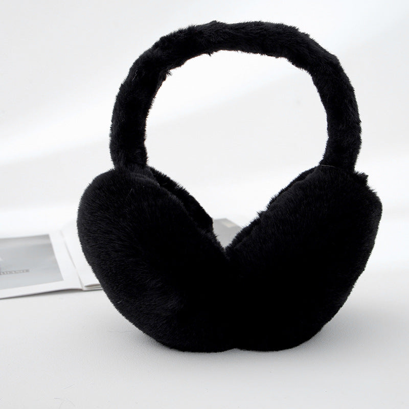 Soft Fluffy Plush Wide Band Earmuffs - Black