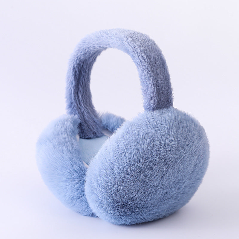 Soft Fluffy Plush Wide Band Earmuffs - Blue