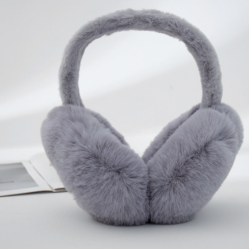 Soft Fluffy Plush Wide Band Earmuffs - Grey