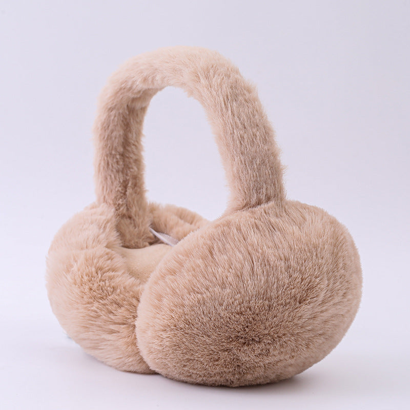 Soft Fluffy Plush Wide Band Earmuffs - LightKhaki
