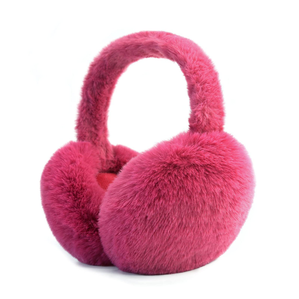 Soft Fluffy Plush Wide Band Earmuffs - Rose