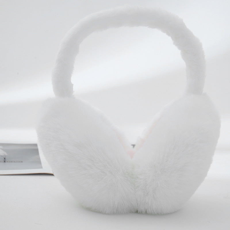Soft Fluffy Plush Wide Band Earmuffs - White