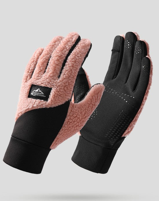 Sherpa Fleece Touchscreen Cycling Sport Gloves - Pink