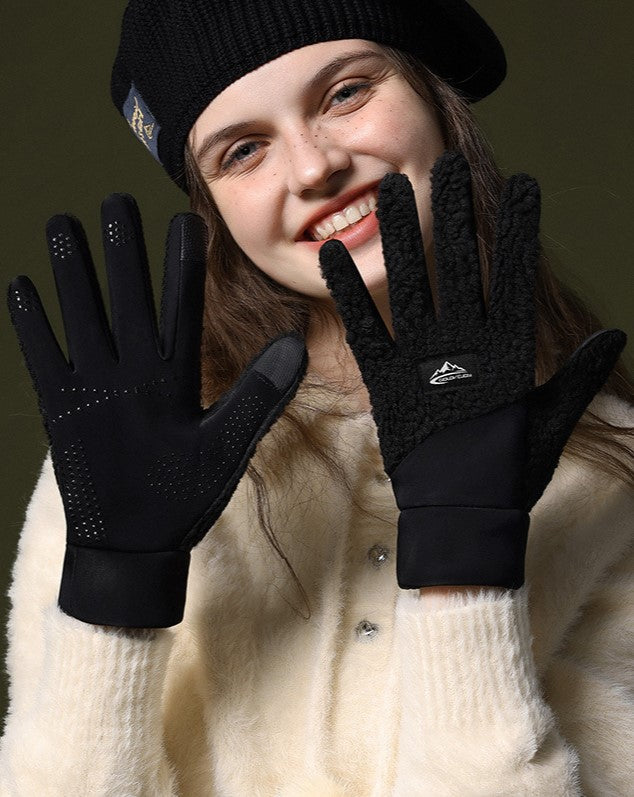Sherpa Fleece Touchscreen Cycling Sport Gloves - black - 1