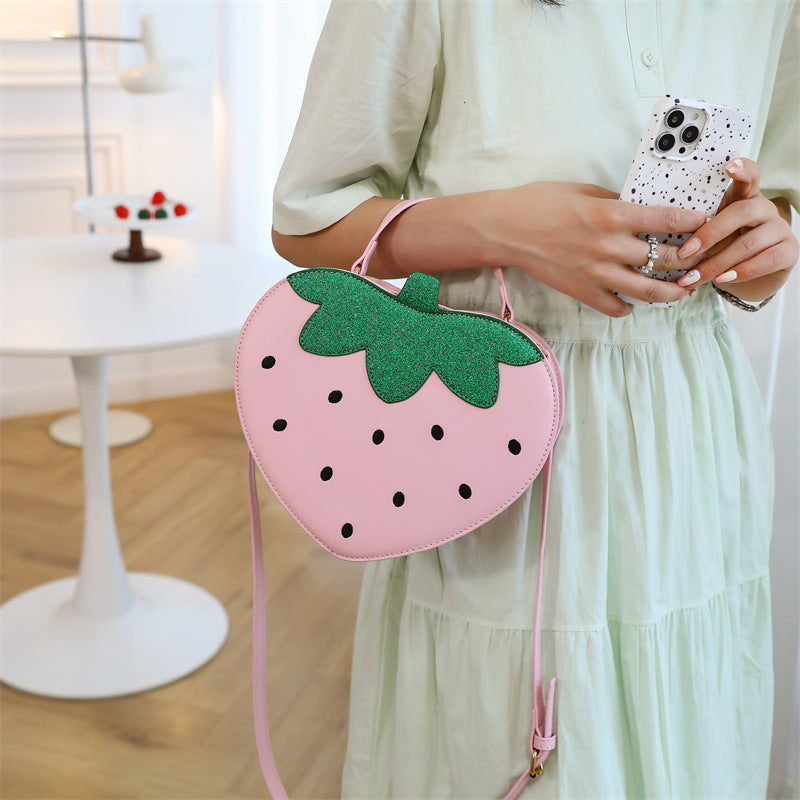 Strawberry Fruit Novelty Crossbody Bag - Pink - 2