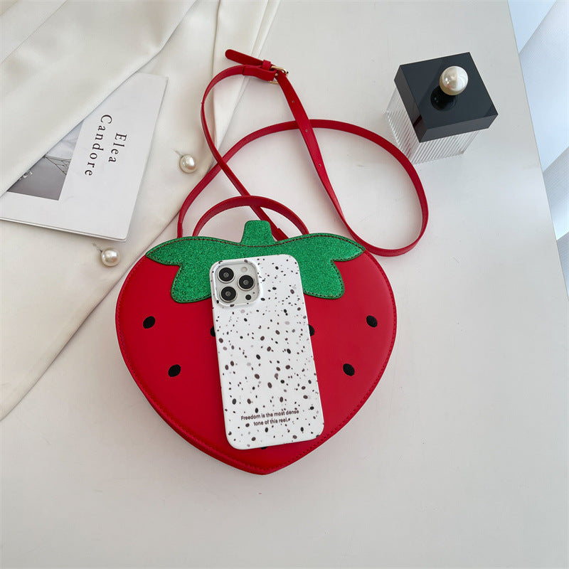 Strawberry Fruit Novelty Crossbody Bag - Red - 3