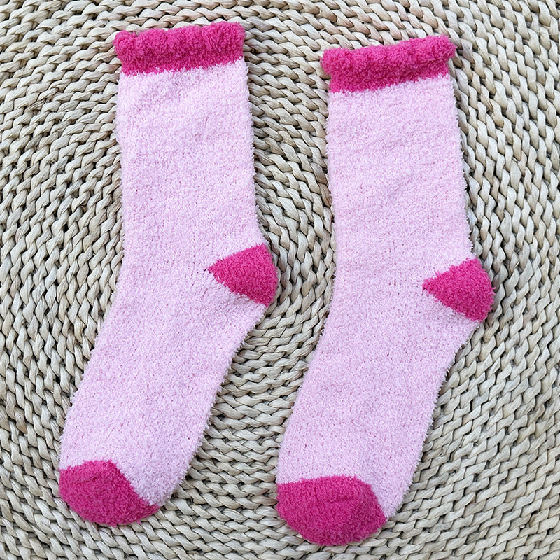 Soft Fuzzy Heart and Stripe Crew Socks - Color_10