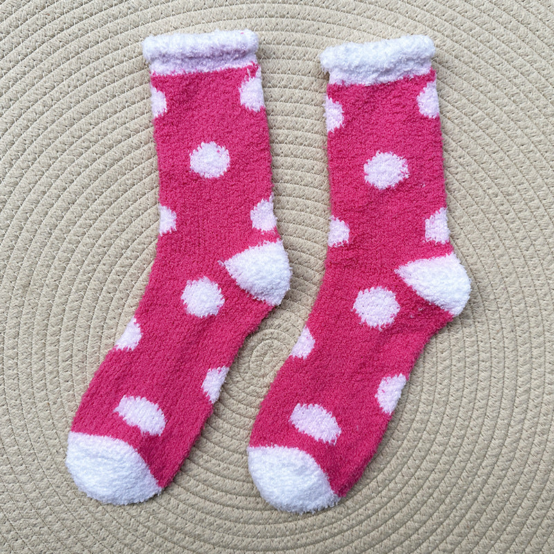 Soft Fuzzy Heart and Stripe Crew Socks - Color_16