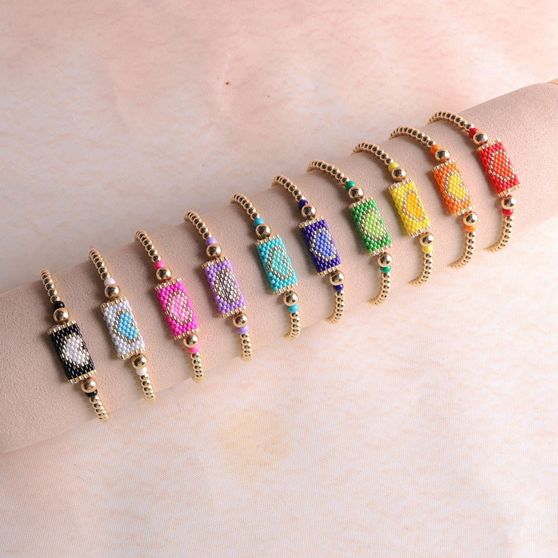 Woven Heart Bead Adjustable Slider Bracelet
