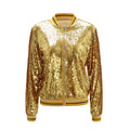 Sequin Fleur De Lis Back Baseball Jacket - Gold