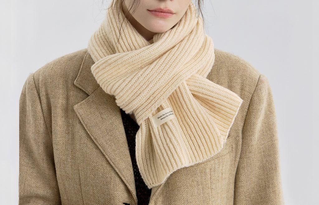 Chunky Ribbed Knit Winter Scarf - Apricot