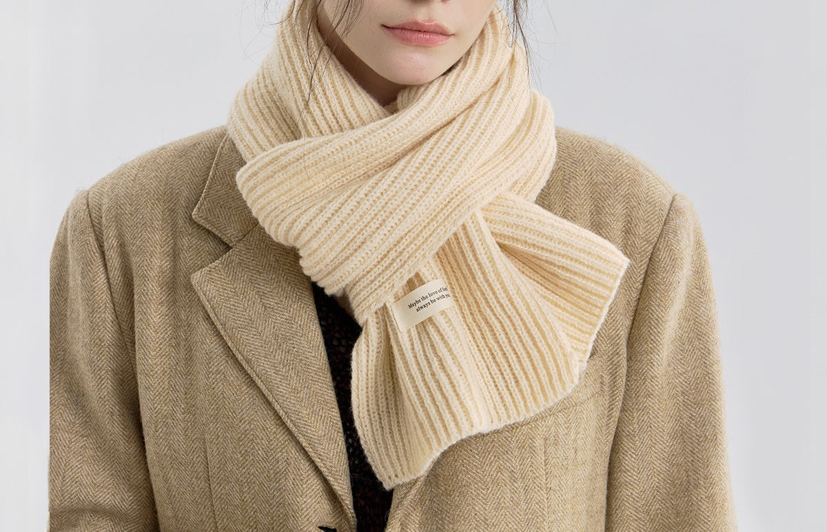 Chunky Ribbed Knit Winter Scarf - Apricot