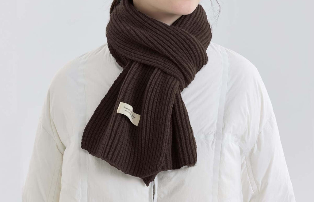Chunky Ribbed Knit Winter Scarf - DarkCoffee