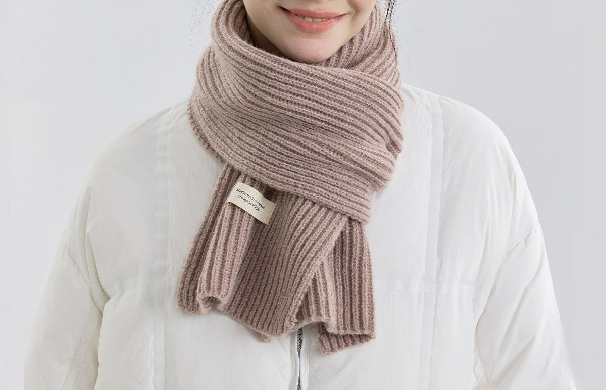Chunky Ribbed Knit Winter Scarf - DarkKhaki