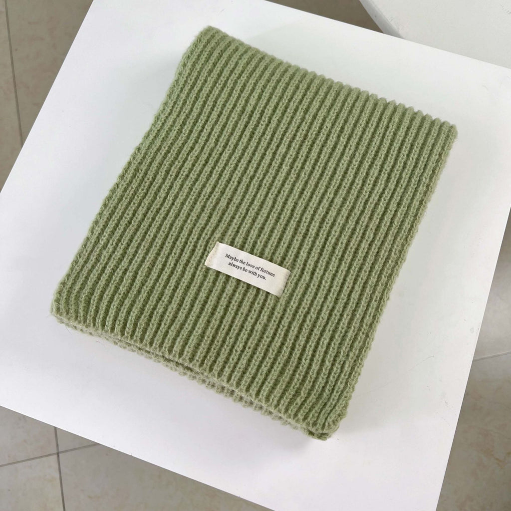 Chunky Ribbed Knit Winter Scarf - FruitGreen