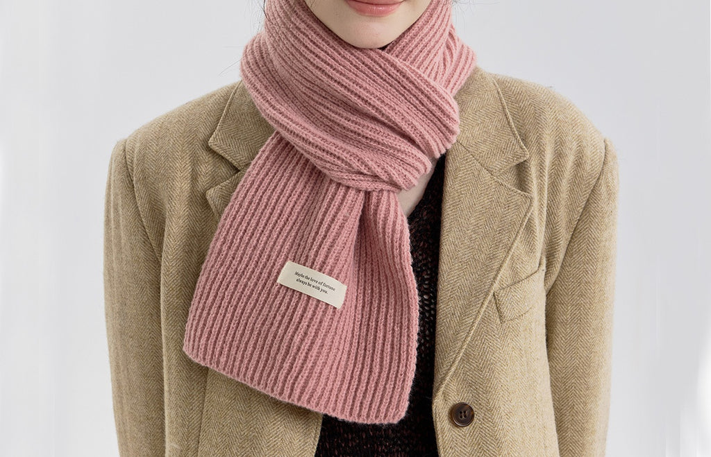 Chunky Ribbed Knit Winter Scarf - Pink