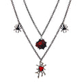 Layered Black Chain Spider Web Pendant Necklace - Color