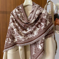 Toile Jungle Print Fringed Triangle Scarf - coffee