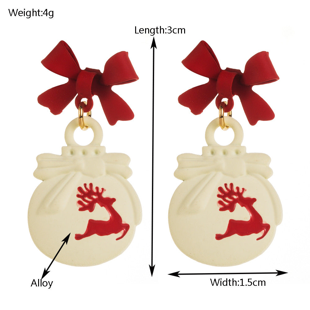 Mismatched Christmas Charm Drop Earrings - Deer - 1