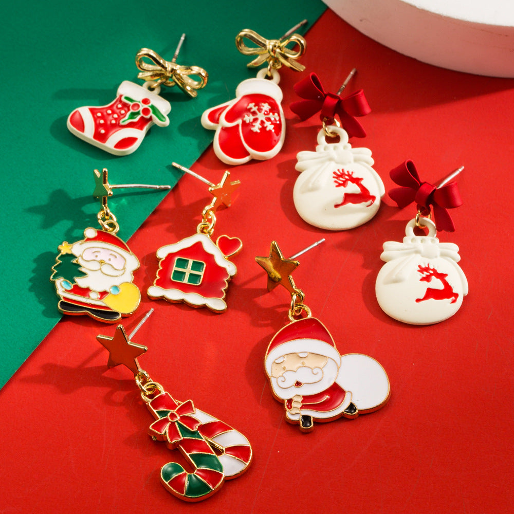 Mismatched Christmas Charm Drop Earrings - view 1