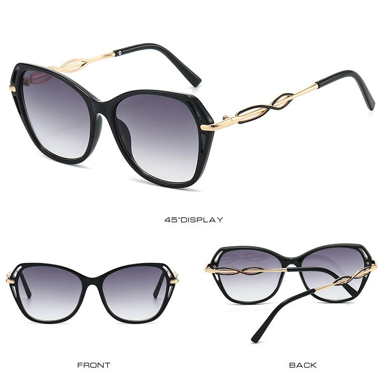 Oversized Butterfly Frame Gradient Sunglasses - Black - 1