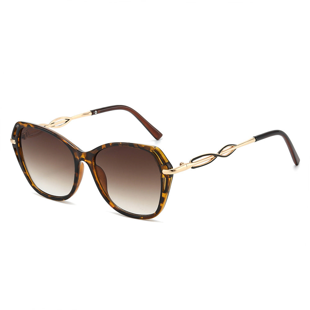 Oversized Butterfly Frame Gradient Sunglasses - Leopard