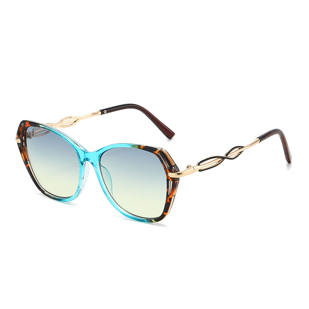 Oversized Butterfly Frame Gradient Sunglasses - Leopard_B