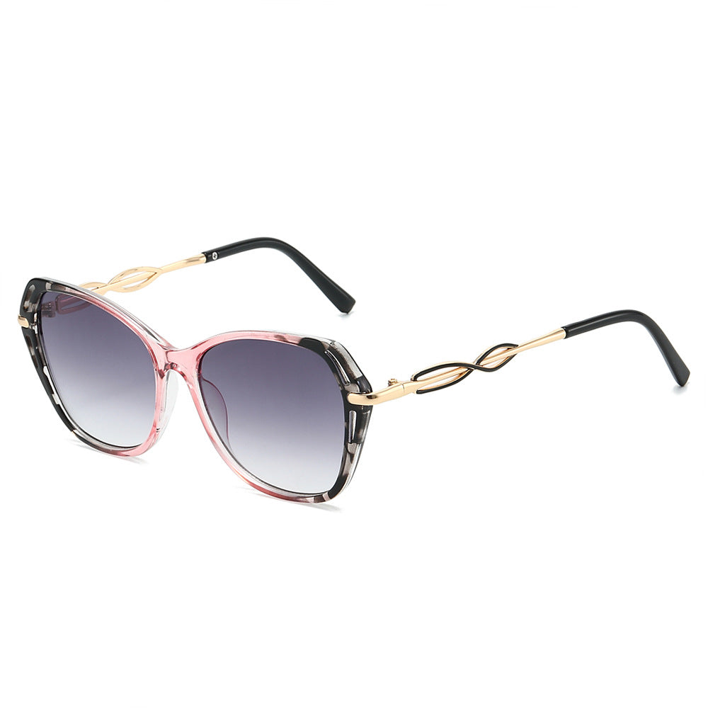 Oversized Butterfly Frame Gradient Sunglasses - Leopard_P
