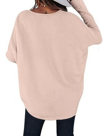 Slouchy Drop Shoulder Long Sleeve Knit Tee