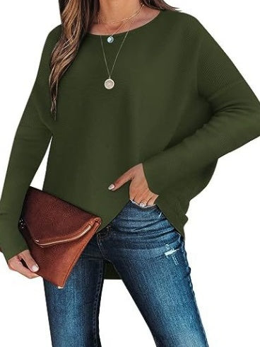 Slouchy Drop Shoulder Long Sleeve Knit Tee - view 1
