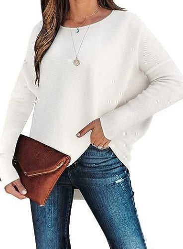 Slouchy Drop Shoulder Long Sleeve Knit Tee - view 3