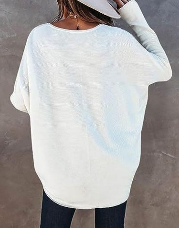 Slouchy Drop Shoulder Long Sleeve Knit Tee - view 4