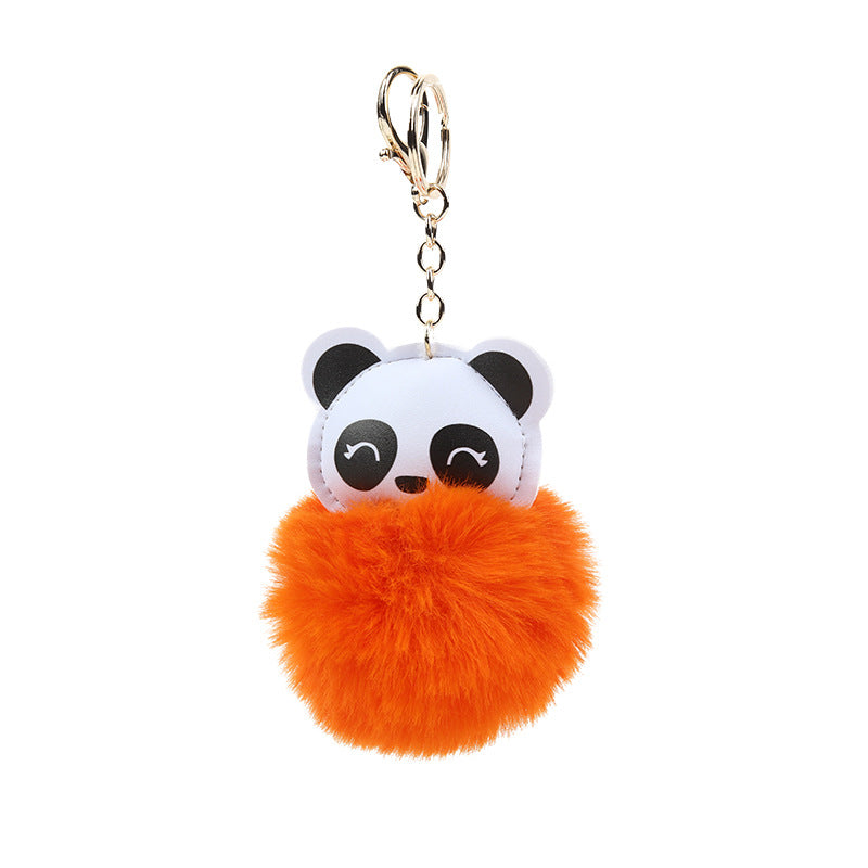 Panda Face Fluffy Pom Pom Keychain - view 1