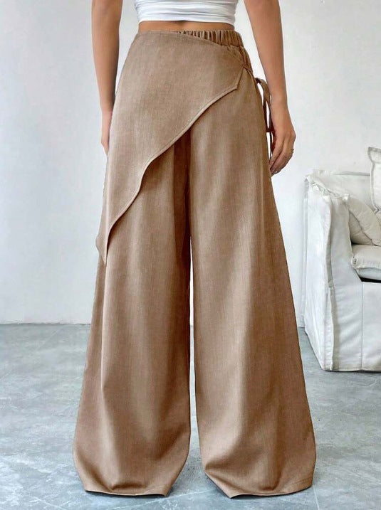 Tie Waist Draped Wide Leg Palazzo Pants - view 1