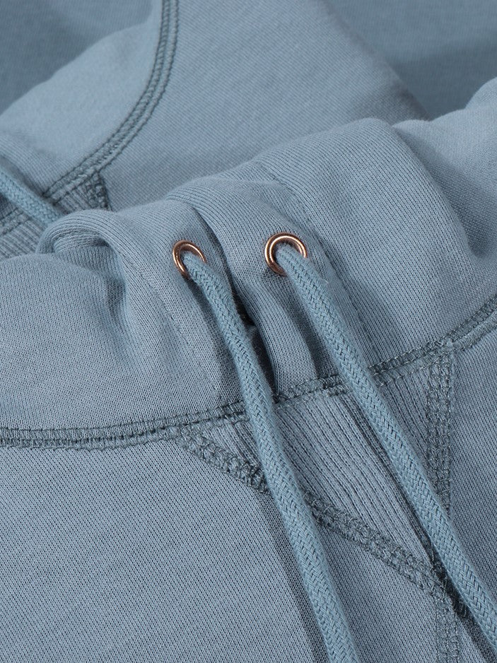 Cotton Blend Drawstring Pullover Hoodie - Blue - 1