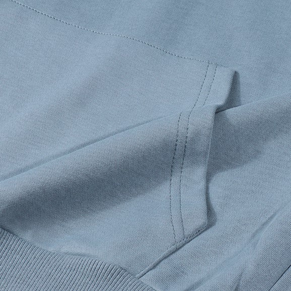 Cotton Blend Drawstring Pullover Hoodie - Blue - 8