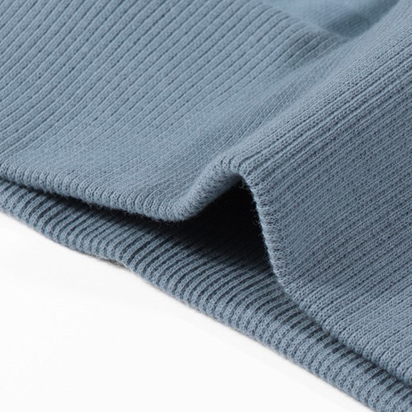 Cotton Blend Drawstring Pullover Hoodie - Blue - 9