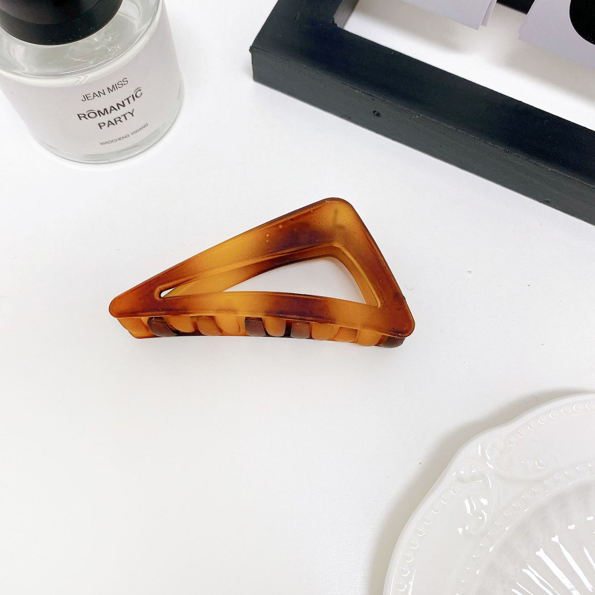 Matte Triangle Geometric Hair Claw Clip - Coffee