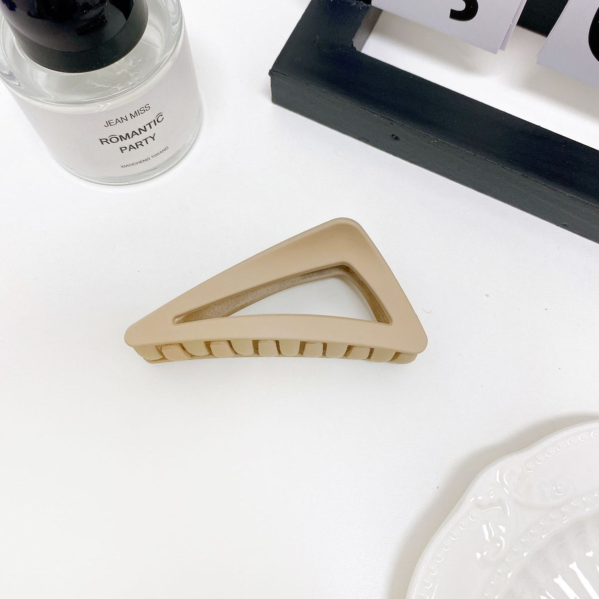 Matte Triangle Geometric Hair Claw Clip - LightCoffee