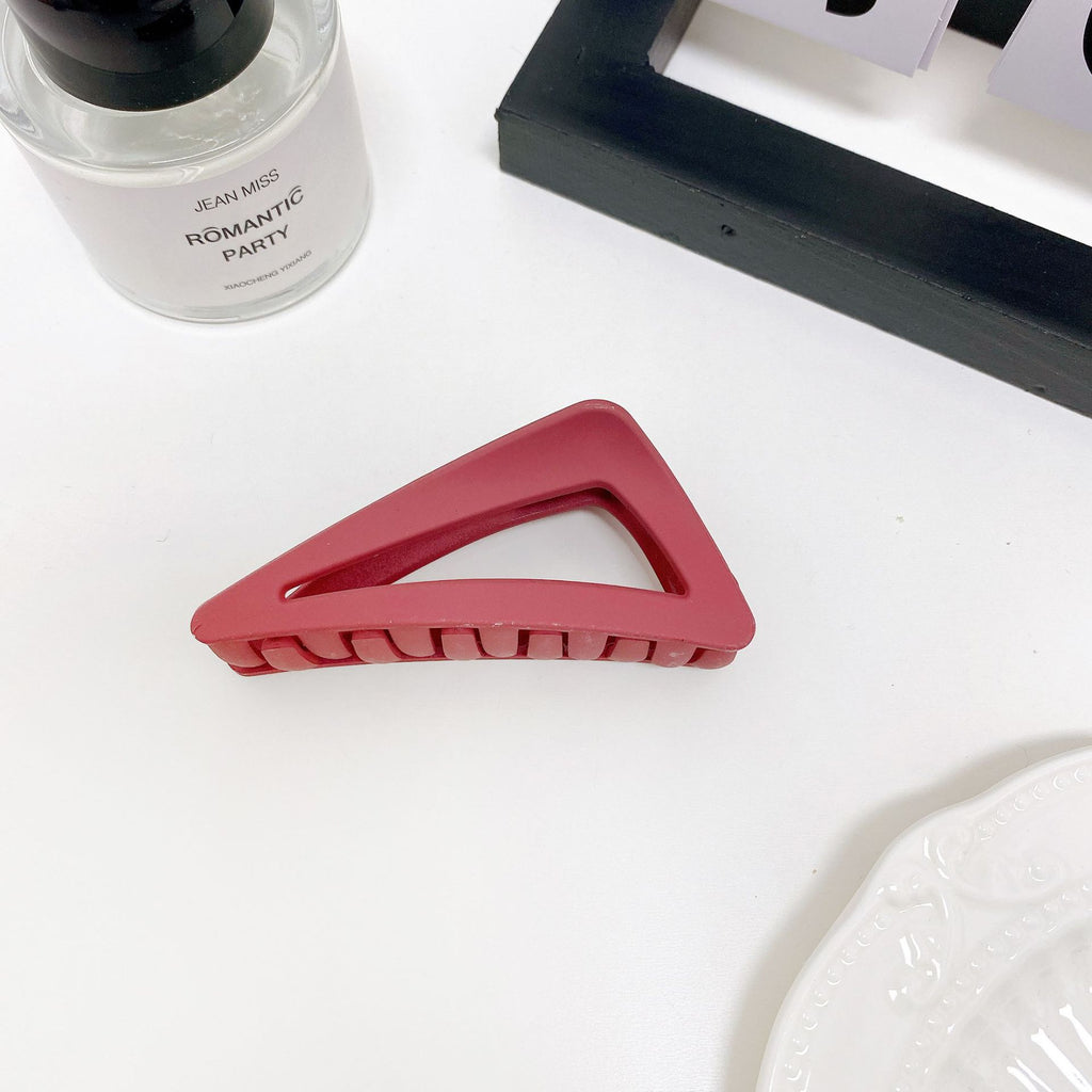 Matte Triangle Geometric Hair Claw Clip - WineRed