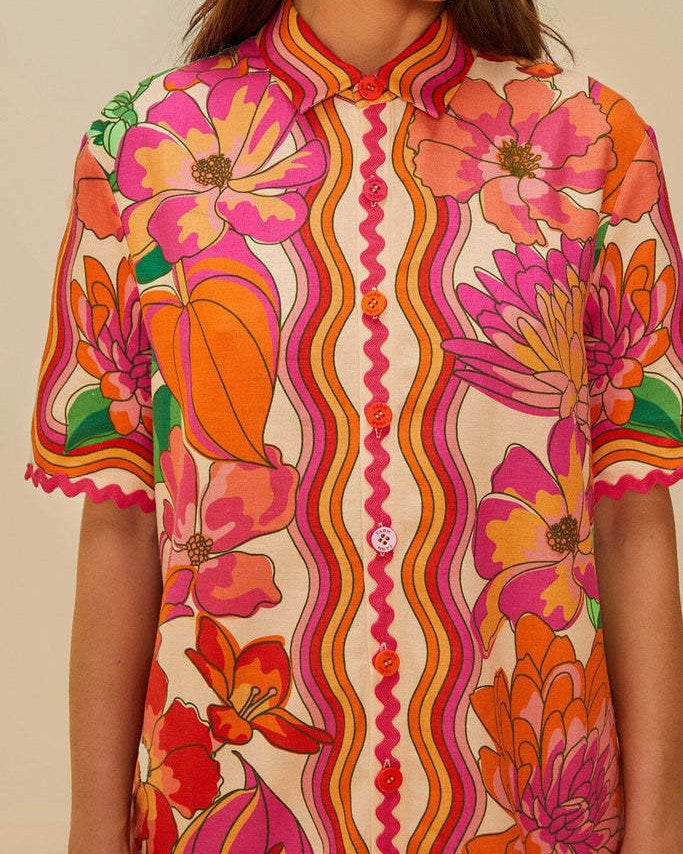 Retro Floral Shirt And Shorts Set - Decor - 2
