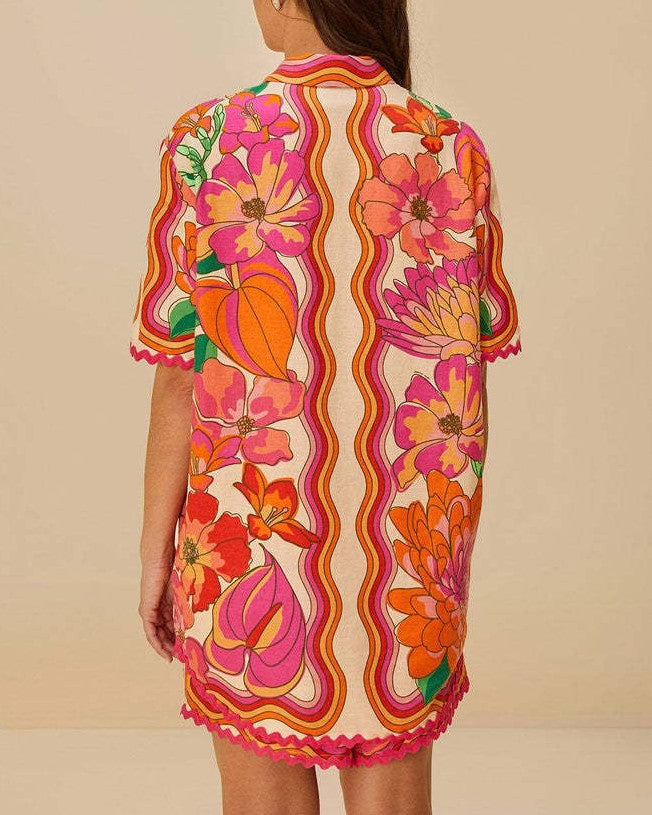 Retro Floral Shirt And Shorts Set - Decor - 3