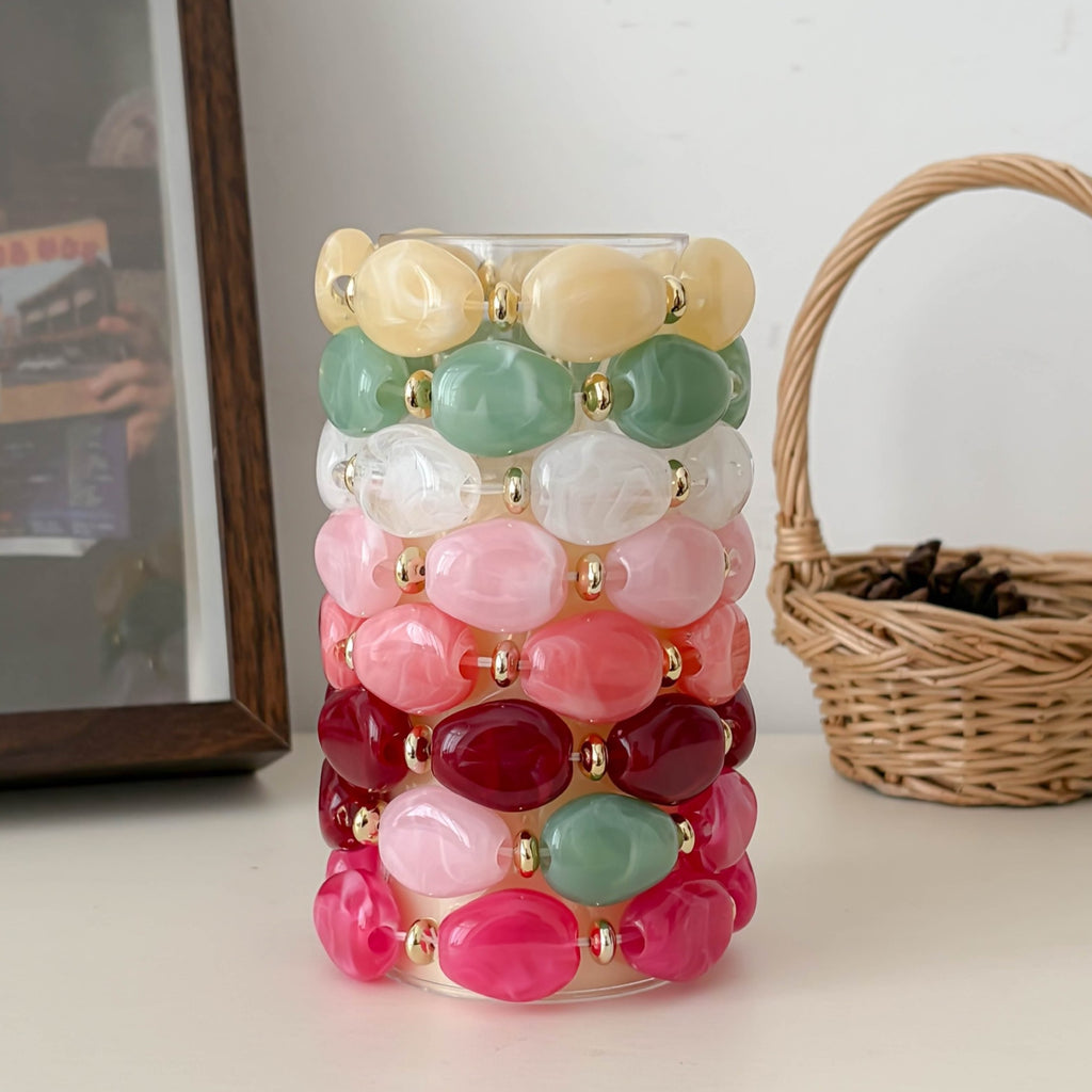 Chunky Marble Effect Resin Beaded Stretch Bracelet