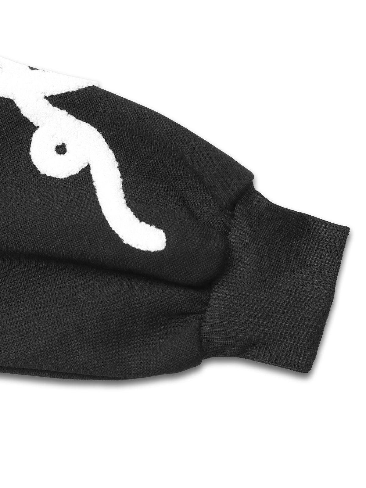 Heart Jacquard Drop Shoulder Sweatshirt - Black - 3